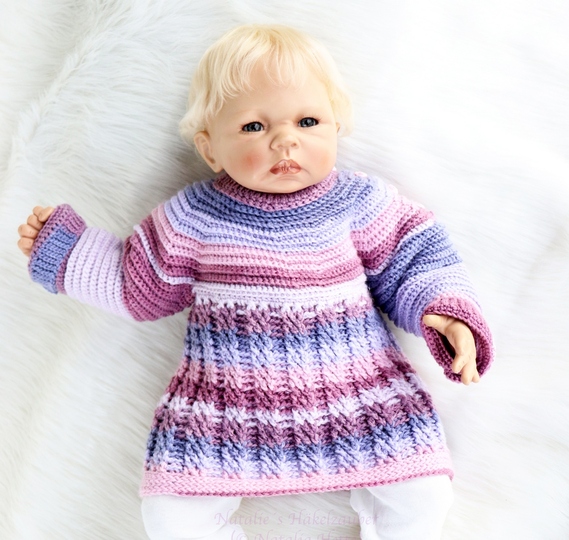 Baby & children's sweater “Elina”, size: 0 m - 5 y. (round shoulder yoke)