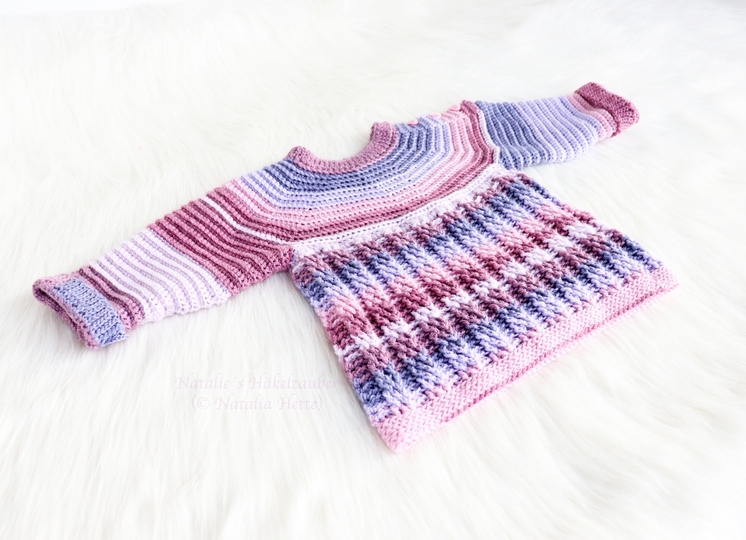 Baby & children's sweater “Elina”, size: 0 m - 5 y. (round shoulder yoke)