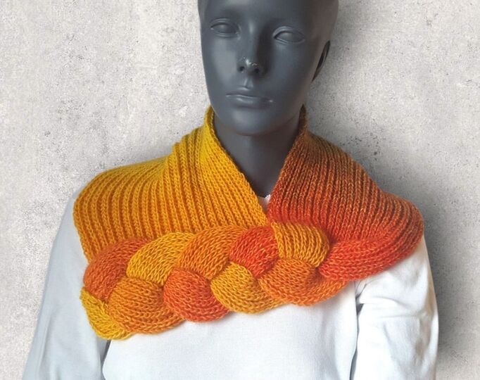 Strickanleitung Loop, Schalkragen, Kragenschal, Neckwarmer mit Zopf #275