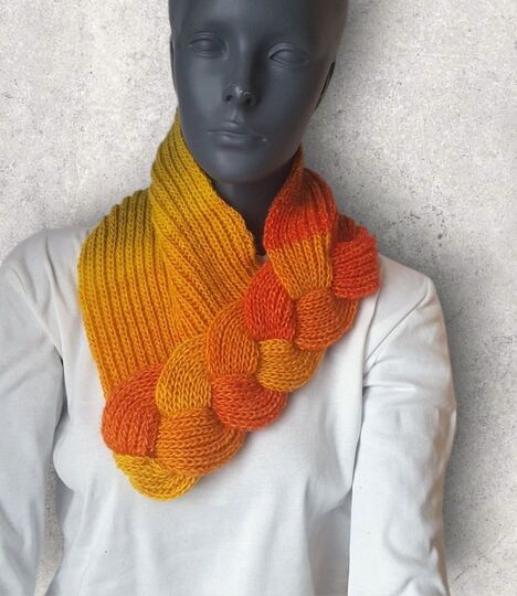 Strickanleitung Loop, Schalkragen, Kragenschal, Neckwarmer mit Zopf #275