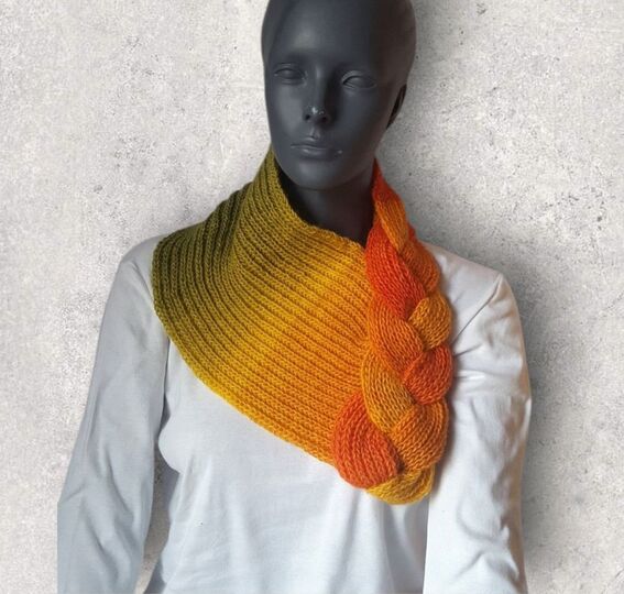 Strickanleitung Loop, Schalkragen, Kragenschal, Neckwarmer mit Zopf #275