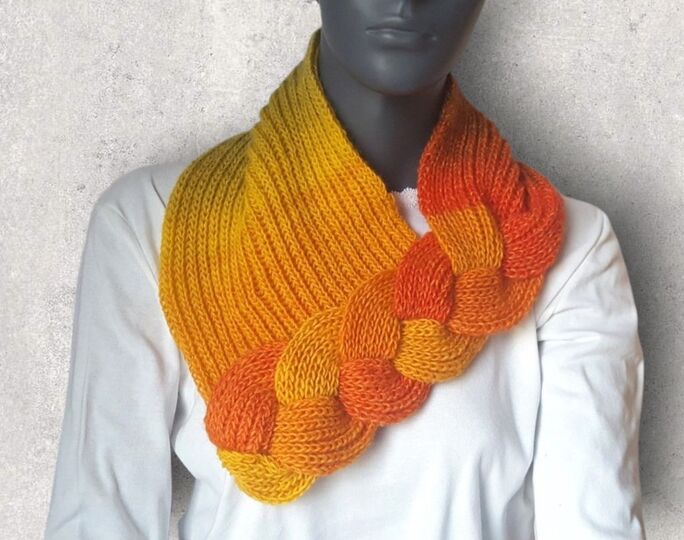 Strickanleitung Loop, Schalkragen, Kragenschal, Neckwarmer mit Zopf #275