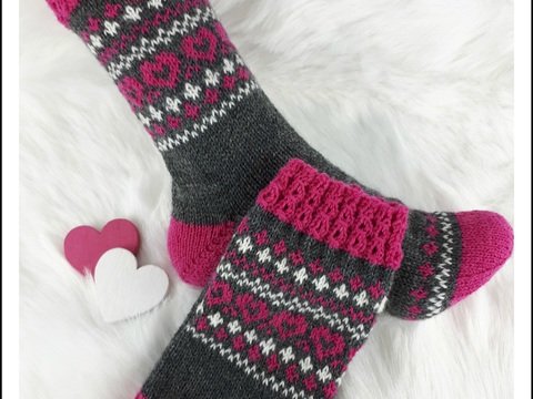 Strickanleitung Lovely Hearts Socken