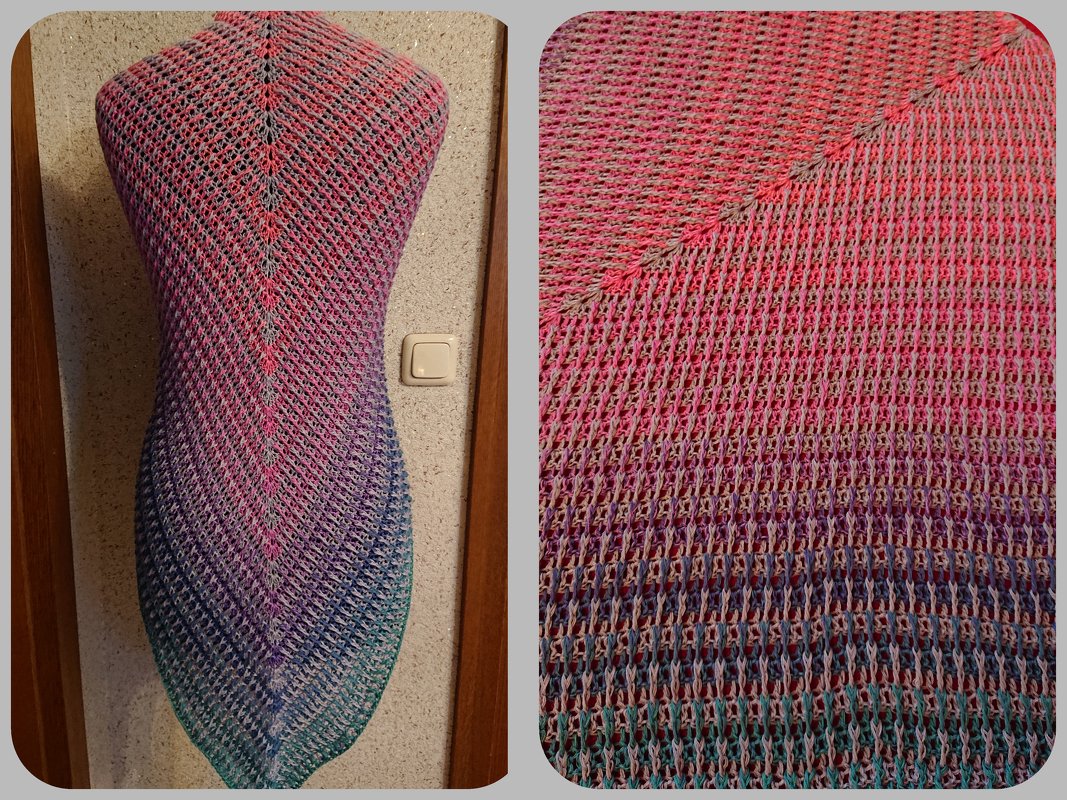 zweifarbiges Tuch Finja häkeln Häkeltuch Schultertuch Dreieckstuch