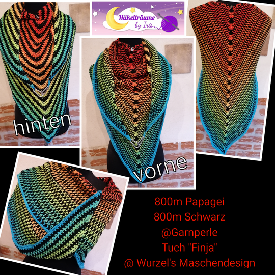 zweifarbiges Tuch Finja häkeln Häkeltuch Schultertuch Dreieckstuch
