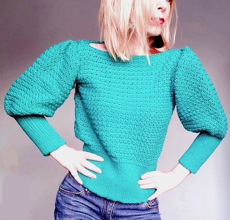 Crochet Puff Sleeve Sweater
