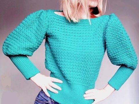 Crochet Puff Sleeve Sweater