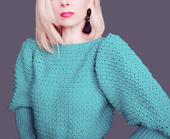 Crochet Puff Sleeve Sweater
