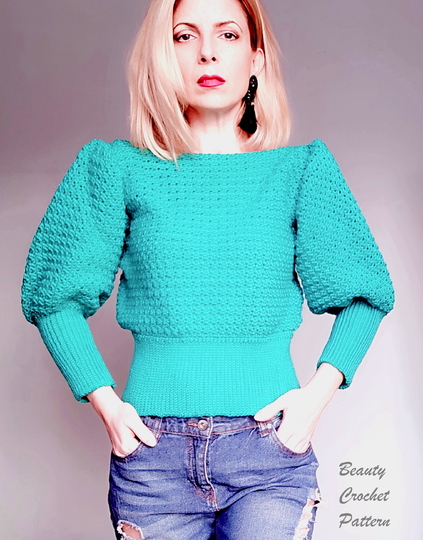 Crochet Puff Sleeve Sweater