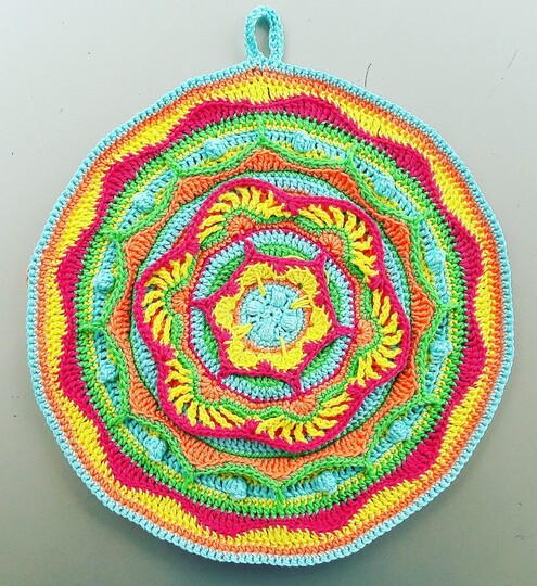 Häkelanleitung Topflappen Mandala "Summer Rose"