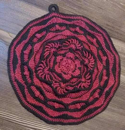 Häkelanleitung Topflappen Mandala "Summer Rose"