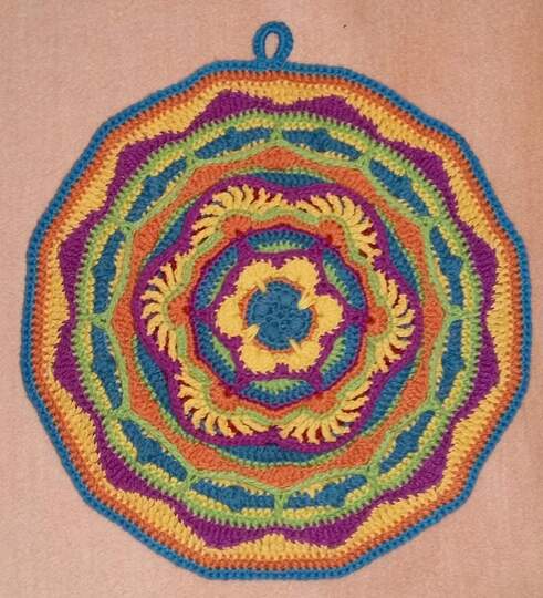 Häkelanleitung Topflappen Mandala "Summer Rose"