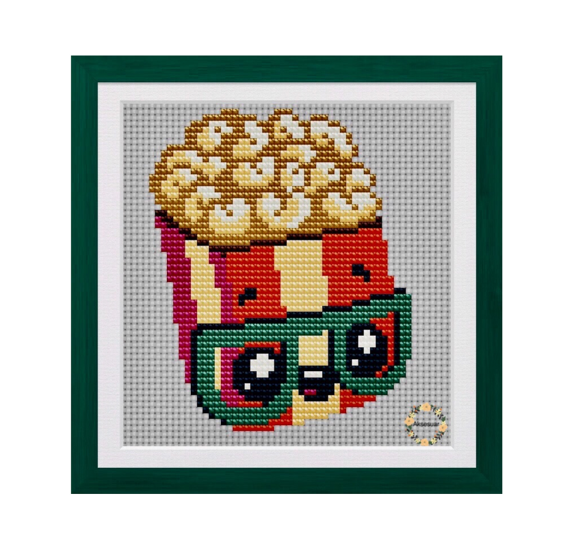 Pop Corn Cross Stitch PDF Pattern