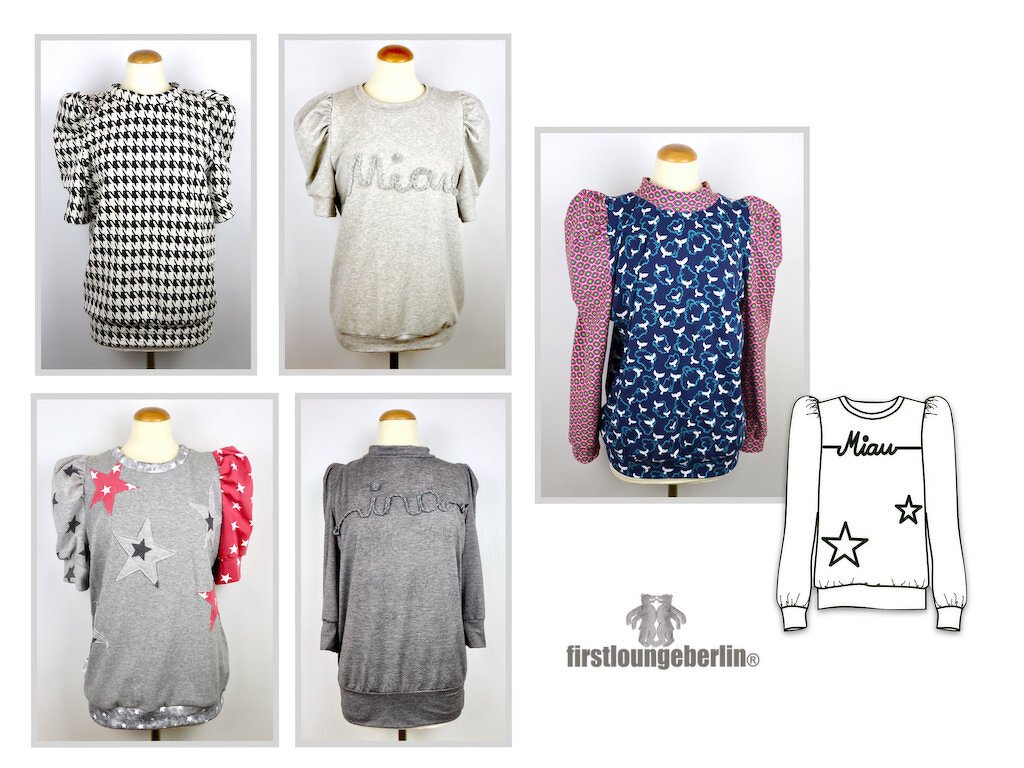 Puff-Shirt Damenshirt Puffärmel Sweater einfach nähen eBook Schnittmuster &amp; Anleitung firstloungeberlin