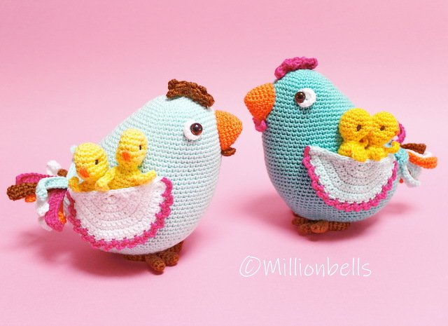Mama Henne mit Küken Amigurumi Häkelanleitung Oster Dekoration Huhn