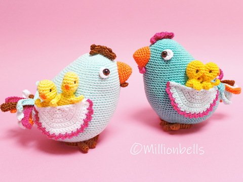 Mommy Chicken With Chicklets Amigurumi PDF Crochet Pattern