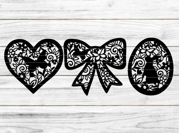 Deko Herz Schleife Ei Plotterdatei SVG DXF