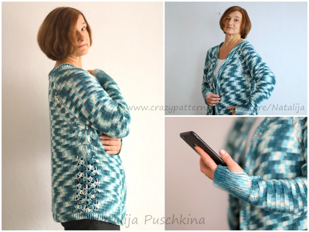 Bequeme Häkeljacke für jeden Tag, Größe 32-50