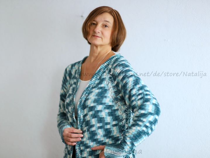 Bequeme Häkeljacke für jeden Tag, Größe 32-50