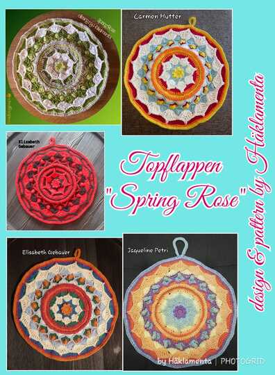 Häkelanleitung Topflappen Mandala "Spring Rose"