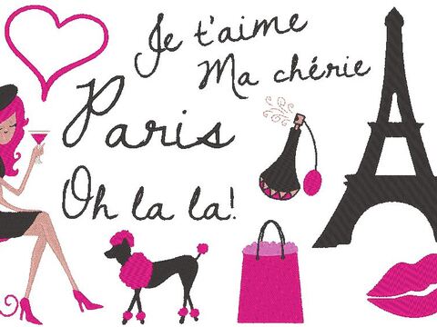 Paris Stickdatei Mädchen Hund