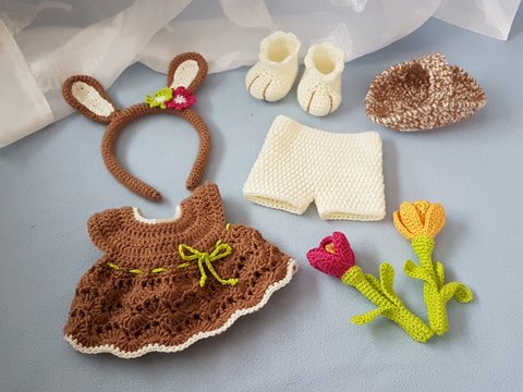 Häkelanleitung Puppenkleidung Bonnie das Hasenmädchen