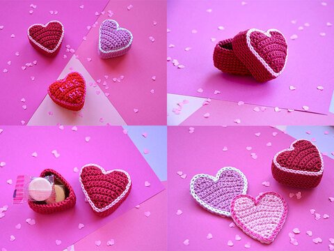 Herz-Box und Zuckerherzen Häkelanleitung