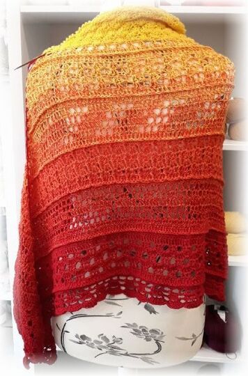 Häkelanleitung Dreieckstuch Feuertanz