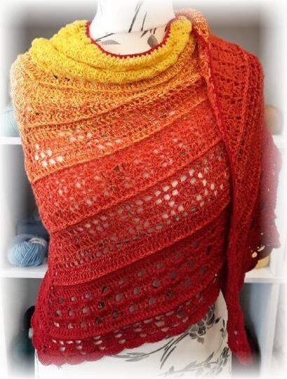 Häkelanleitung Dreieckstuch Feuertanz