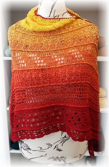 Häkelanleitung Dreieckstuch Feuertanz