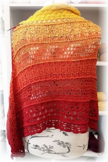 Häkelanleitung Dreieckstuch Feuertanz