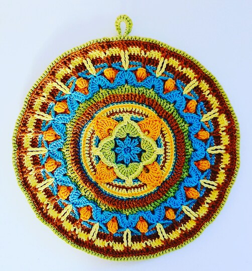 Häkelanleitung Topflappen Mandala "Autumn Rose"