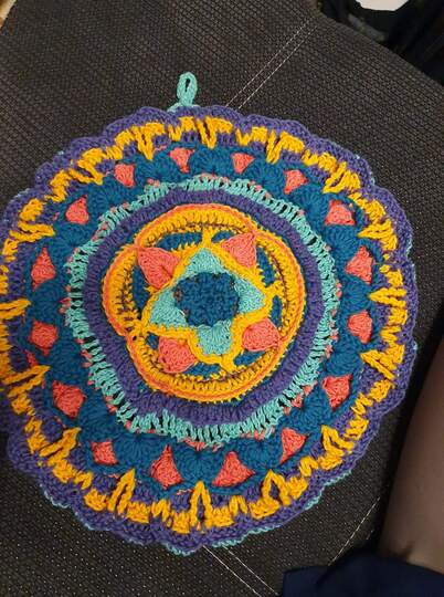 Häkelanleitung Topflappen Mandala "Autumn Rose"