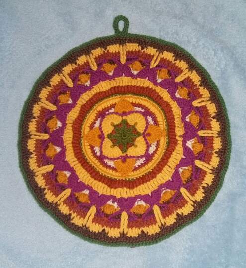 Häkelanleitung Topflappen Mandala "Autumn Rose"