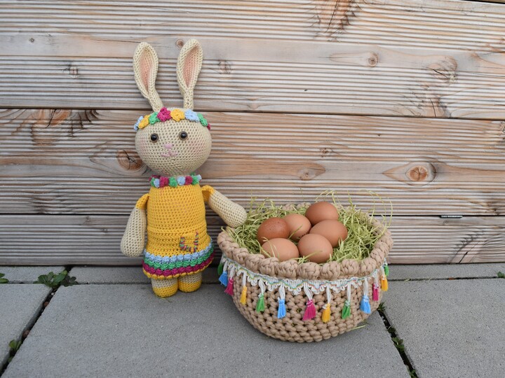 Osterhase und Osternest Häkelanleitung