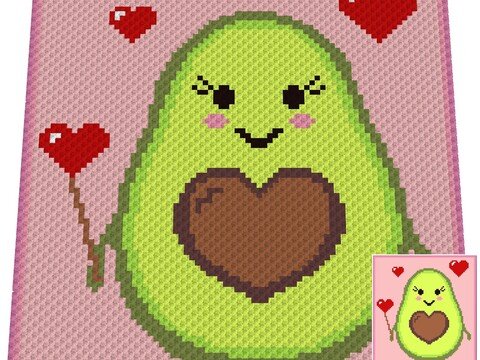 Häkelmuster * Avocado GIRL * Grafik für C2C Decke