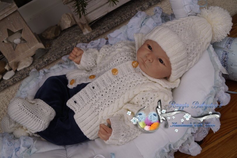 Strickanleitung für Baby's u. Reborns 3-teilig Modell Sandro Gr. 56 - 62