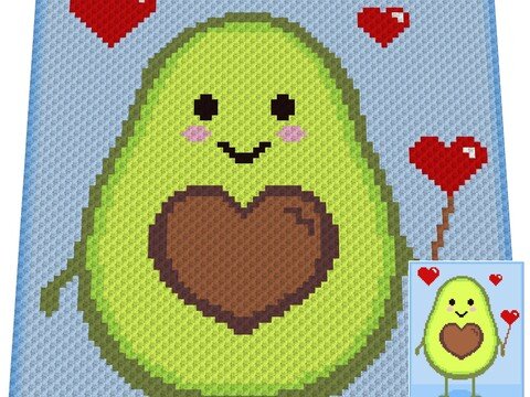 Häkelmuster * Avocado BOY * Grafik für C2C Decke