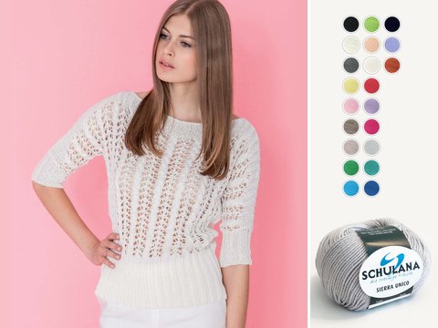 Kimonopulli mit Zopf-Ajourmuster