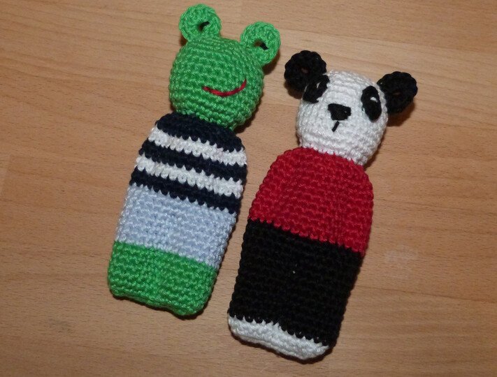 Crochet pattern animal dolls sheep, pig, panda and frog