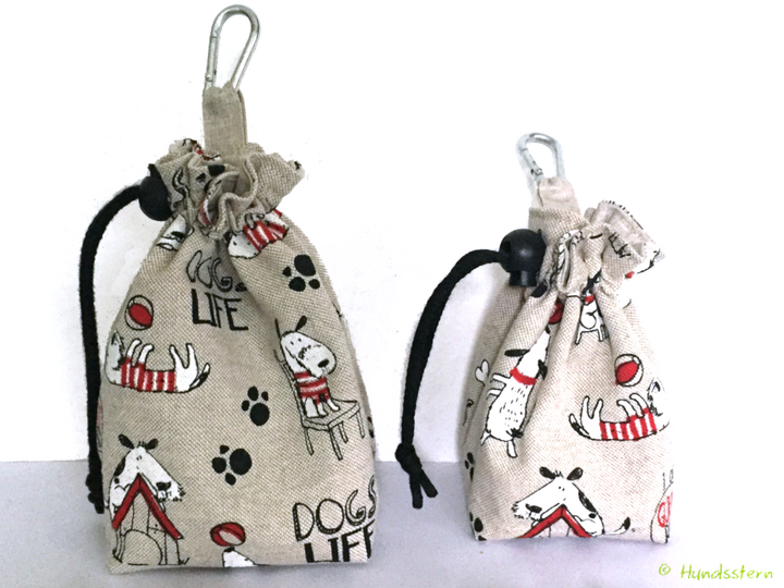 MINOU V1 treat pouch, with lining, in 2 sizes, 2 compartments. Pattern