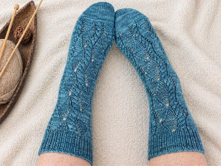 Knitting Pattern PDF Morning Dew Socks – Lace and Cable Socks