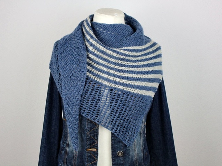 Knitting Pattern PDF Asymmetrical Triangle Shawl Dito Modern Striped Shaw