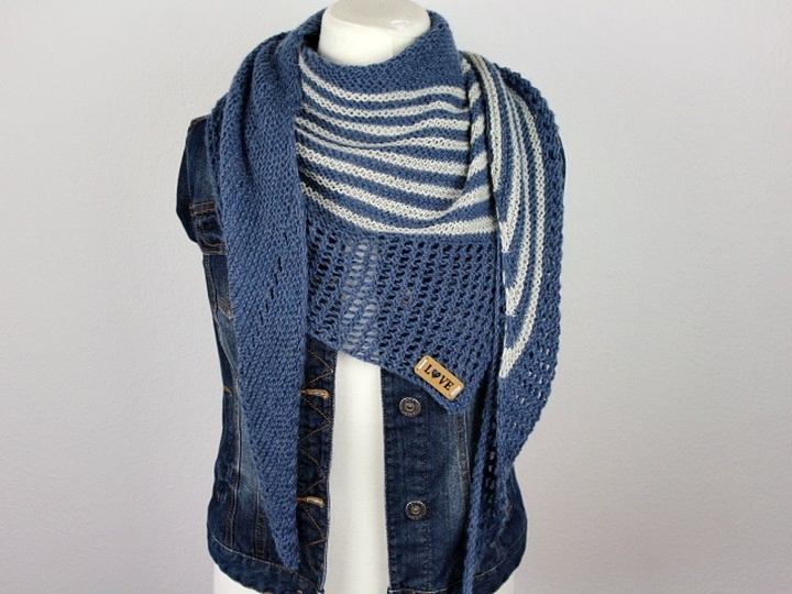 Knitting Pattern PDF Asymmetrical Triangle Shawl Dito Modern Striped Shaw