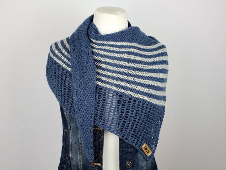 Knitting Pattern PDF Asymmetrical Triangle Shawl Dito Modern Striped Shaw