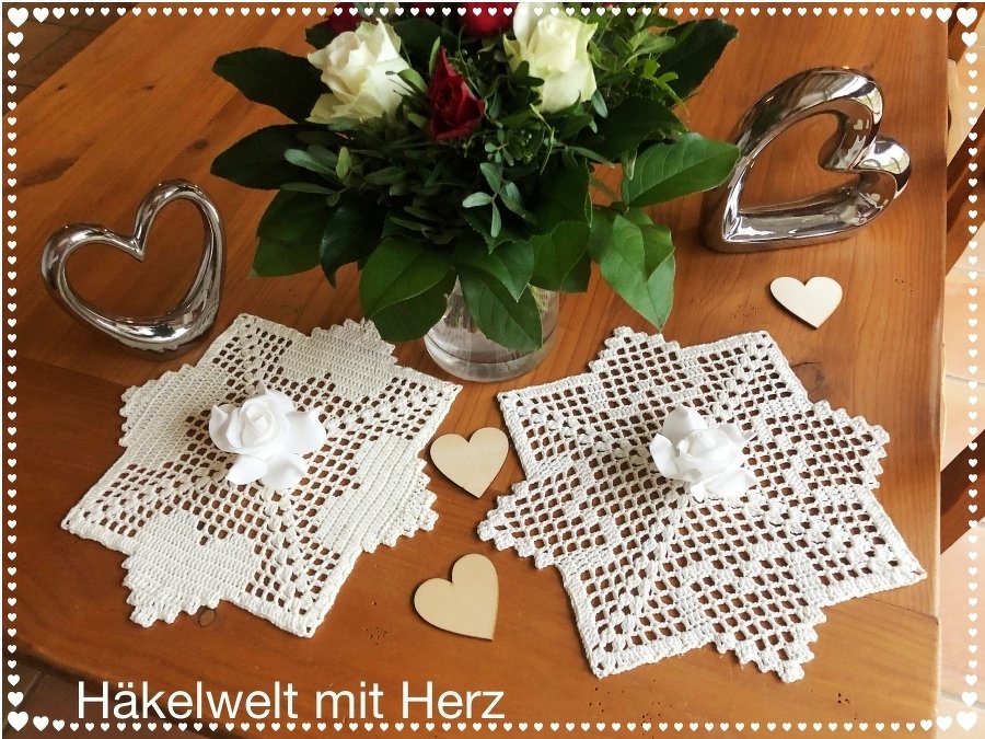 Häkeln / Kleines Deckchen "Herzensfreude"