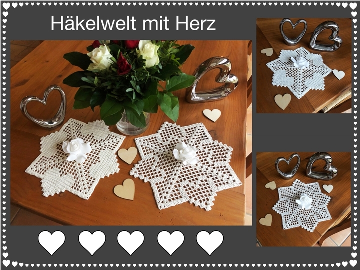 Häkeln / Kleines Deckchen "Herzensfreude"