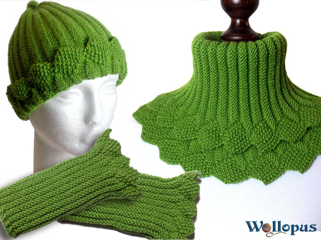 Nook, der Eckenloop mit passender Mütze und Stulpen im Set