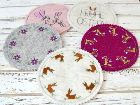 ITH Stickdatei Untersetzer Ostern 5 Motive
