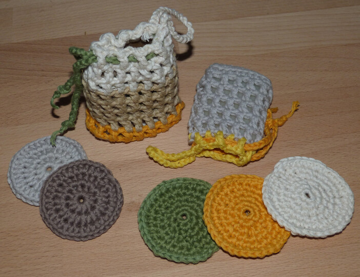 Häkelanleitung für Seifensäckchen (2 Größen) und Abschminkpads (2 Varianten)